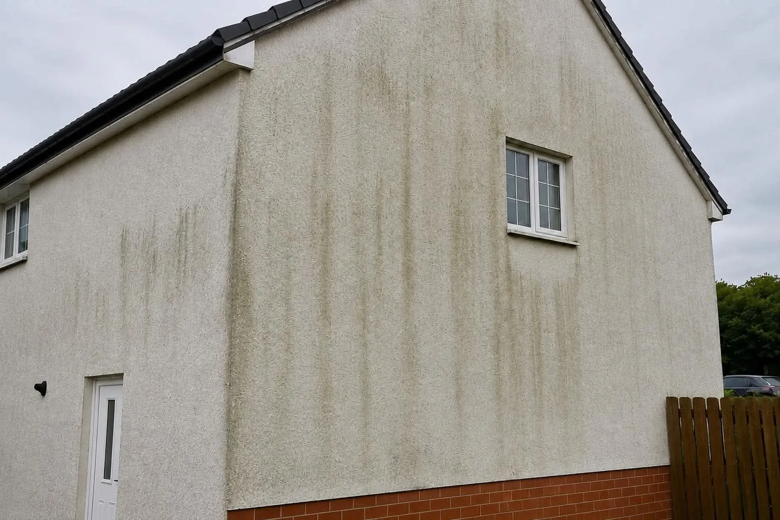 Rendered home before soft washing